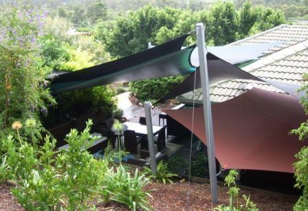 Multiple Shade Sails Over Deck